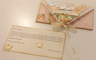 Poročna kuverta, darilna kuverta, vintage