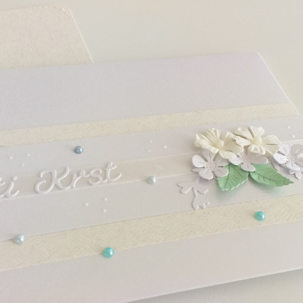 darilna kuverta za krst - biserna